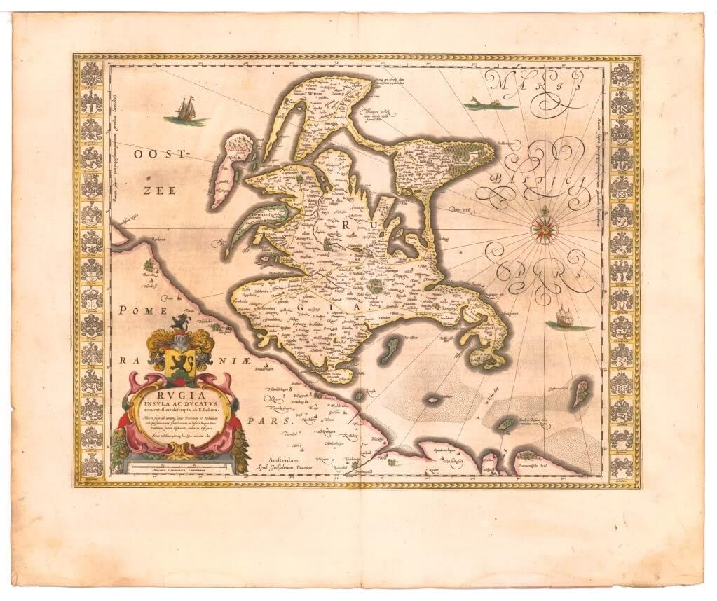Карта острова Руяна (Буяна) 1645 г. под названием: «Rugia Insula ac Ducatu». Blaeu