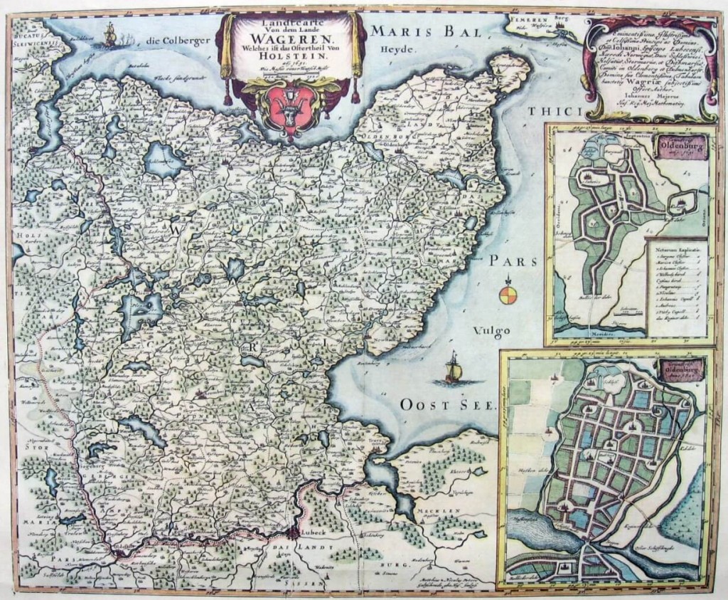 Карта Вагрии 1631 г. «Landtcarte von dem Lande Wageren Welenes ist das Oftertheil von Holsten»