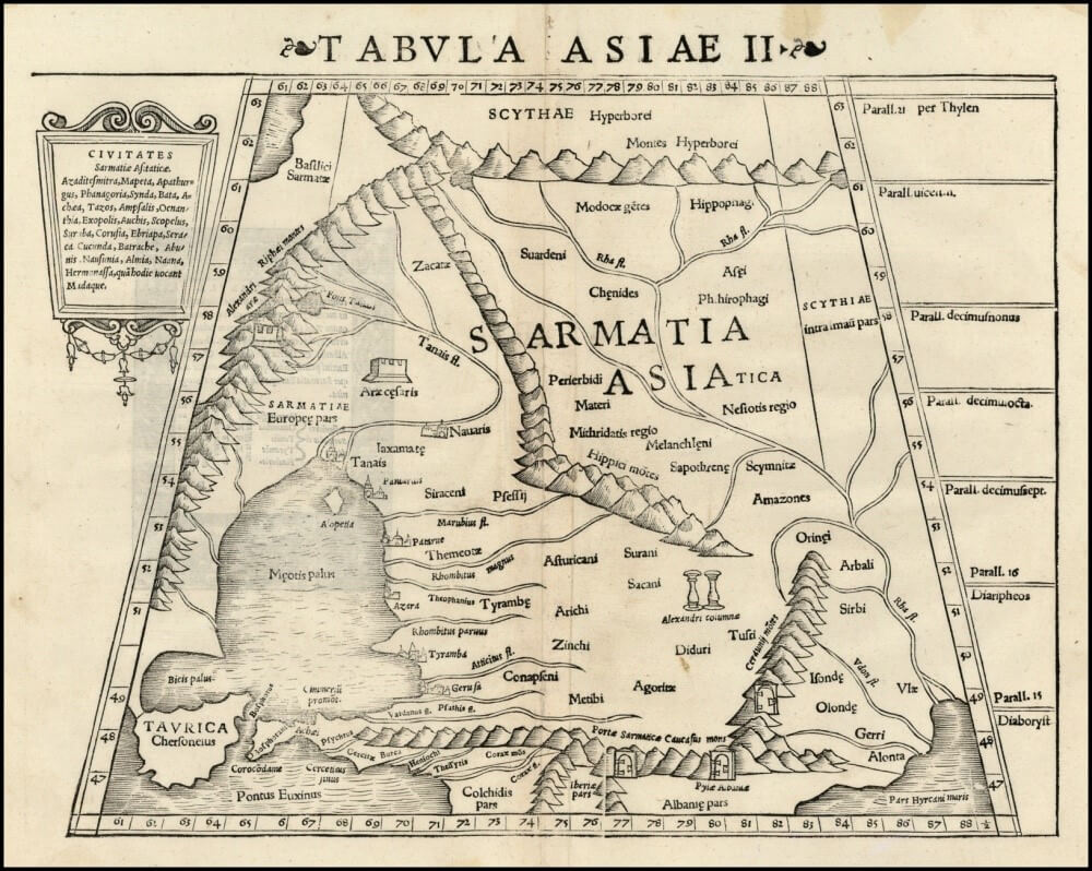 Карта Птолемея Tabula Asiae II выпущенная в Страсбурге в 1513 году